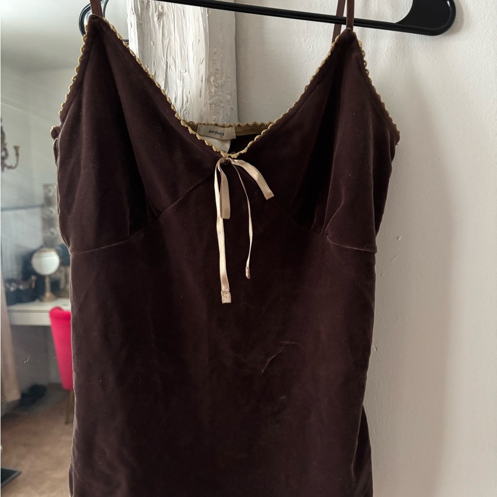 Old Navy Chocolate Velvet Camisole with Gold Accents